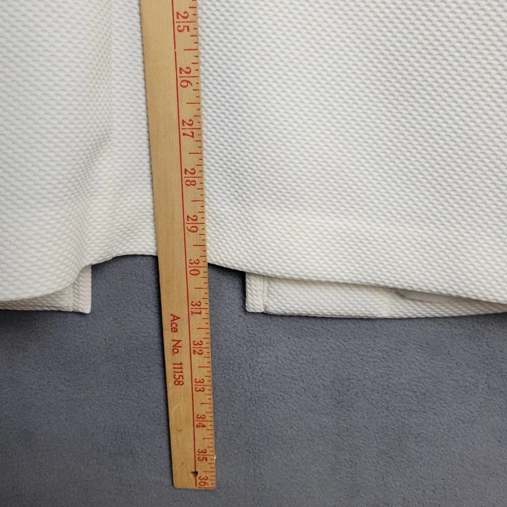 H&M Overcoat Women 4 White Lined Pockets Textured Long Sleeve Open Grannycore 70